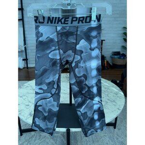 Nike Pro Gray Black All Over Camo Print Leggings Boys Size Medium